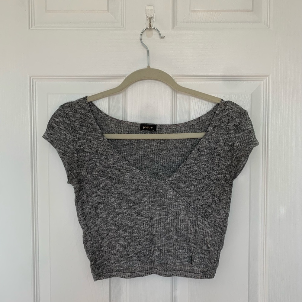 Gray Knit Poetry Crop Top size small